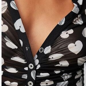 Black and White Heart Patterned Top